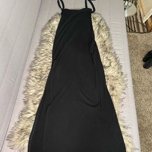 Black reformation floor length ribbed dress